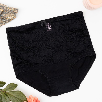 Fekete női pamut bugyi PLUS SIZE - Fehérnemű