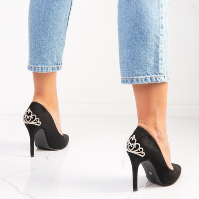 Czarne szpilki z ozdobą Devya - Obuwie