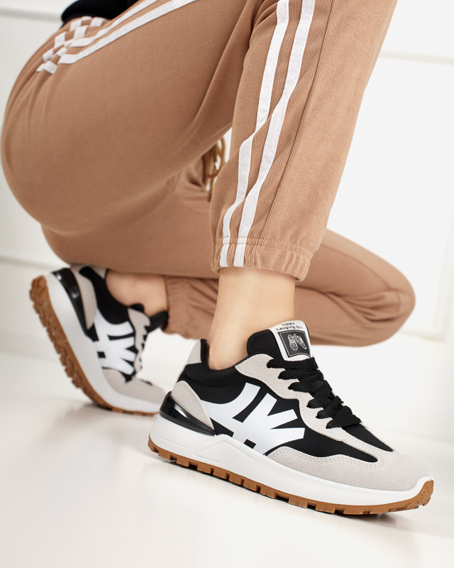 Női fekete tornacipő szürke Narisa betétekkel - Lábbeli