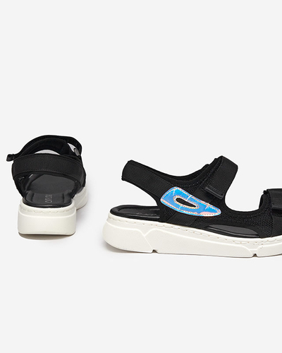Női fekete szövet szandál holografikus Lofal-Footwear betéttel