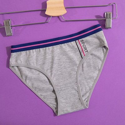 Szürke női pamut bugyi felirattal - Fehérnemű