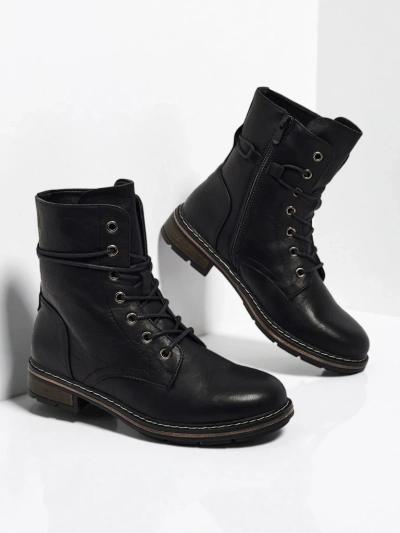 Luna Női Fekete Szintetikus Alkalmi Bokacsizma Őszre