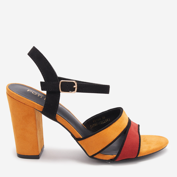 OUTLET Mustár színű női szandál poszton Hromm- Footwear