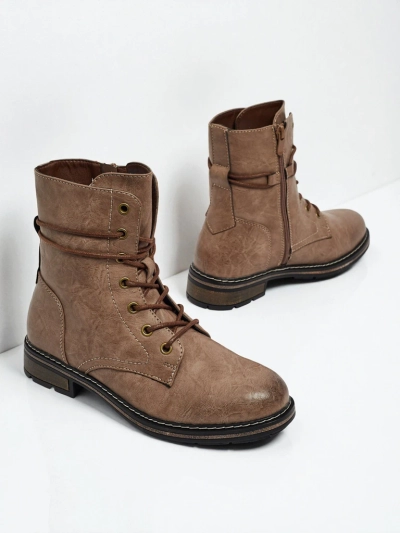 Ravonna női fűzős öko bőr bokacsizma