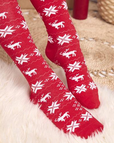 Női piros hosszú karácsonyi zokni - Fehérnemű