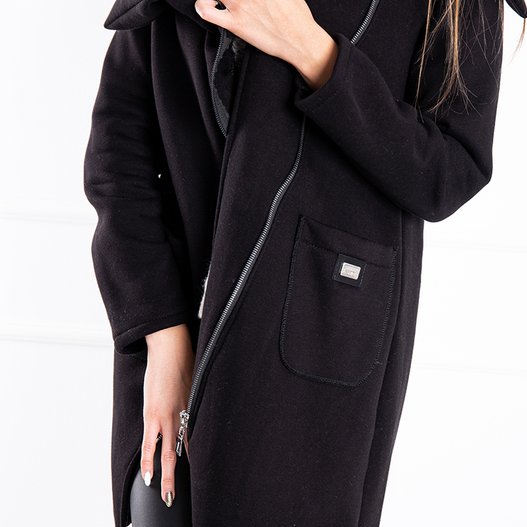 Női fekete túlméretezett kabát - Ruházat