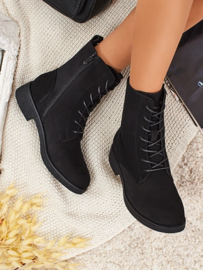 Eko bőr matt fűzős női Treviline bokacsizma