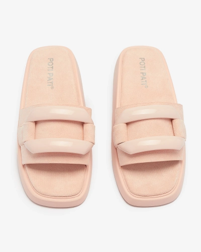 Rózsaszín női flip-flop öko-szarvasbőrből Omve - Lábbeli