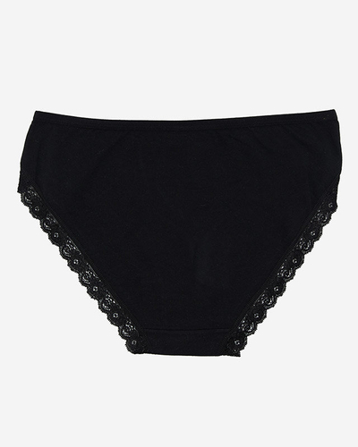 Női fekete pamut bugyi csipkével - Fehérnemű