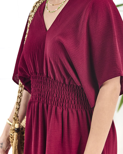 Maroon női midi ruha PLUS SIZE- Ruházat