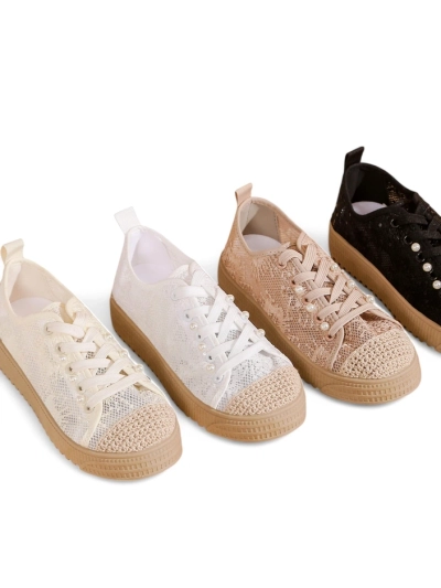 Royalfashion Női csipke sneaker flitterekkel Nille