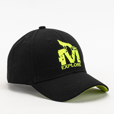 Fekete uniszex baseball sapka zöld jelvénnyel - Kiegészítők