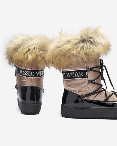 Női lakkozott hócsizma arany-rózsaszín színben Fursav- Footwear