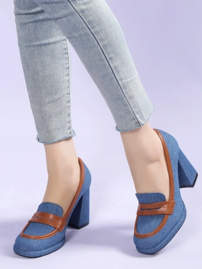 Royalfashion Női farmer mokaszinok blokk sarkon Jozenas