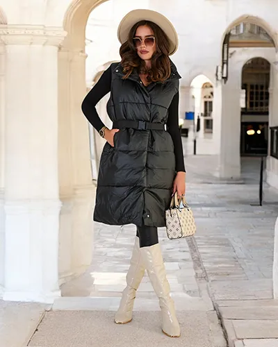 Royalfashion Hosszú női mellény a'la leather