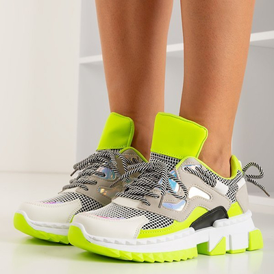 Neonowe zielone sportowe buty damskie Crazy - Obuwie