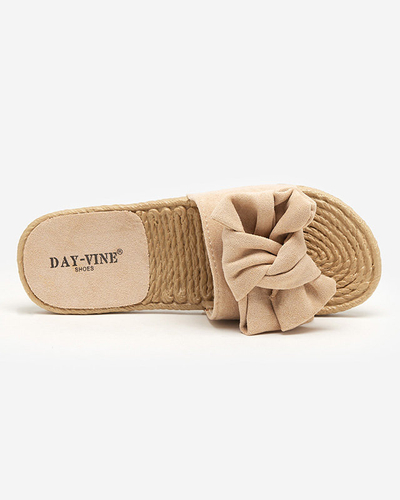 OUTLET Női bézs papucs Terina masnival - Lábbeli