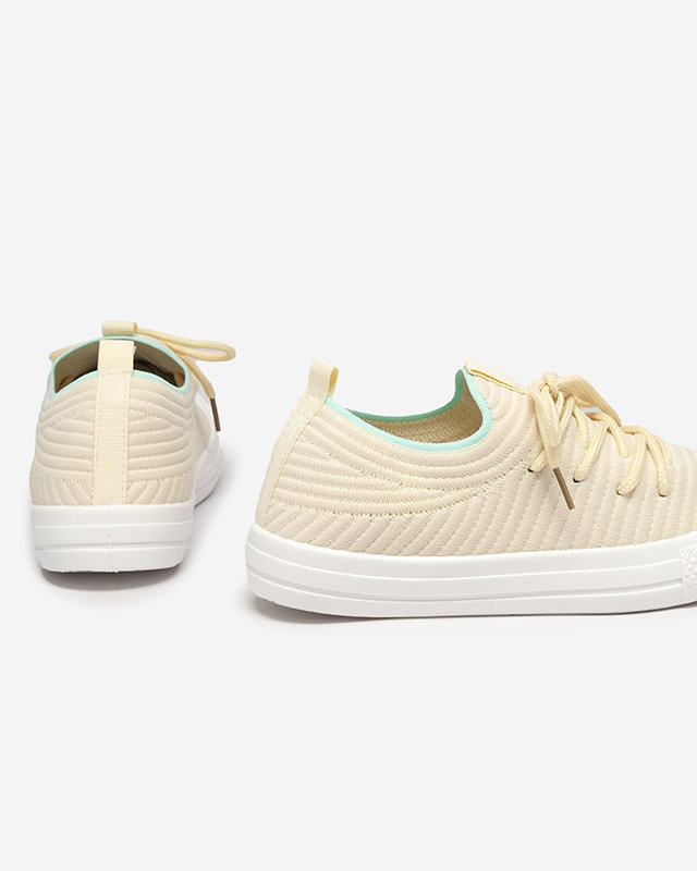 OUTLET Bézs színű női bordás tornacipő Manfer- Footwear