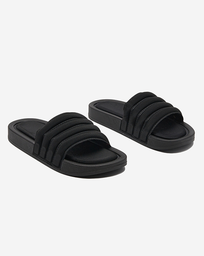 Női csíkos papucs fekete színben Lenira - Lábbeli