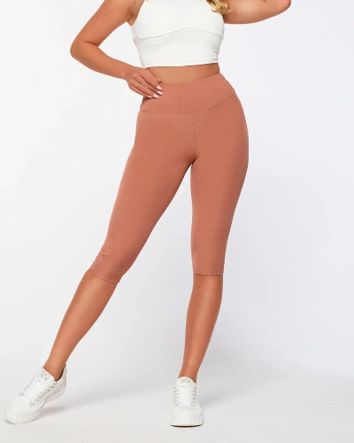 Barna női bordázott kerékpáros leggings - Ruházat