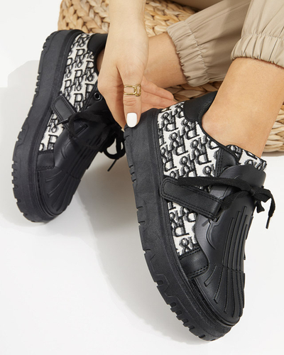 Női fekete sportcipő Ibibis mintával - Lábbeli