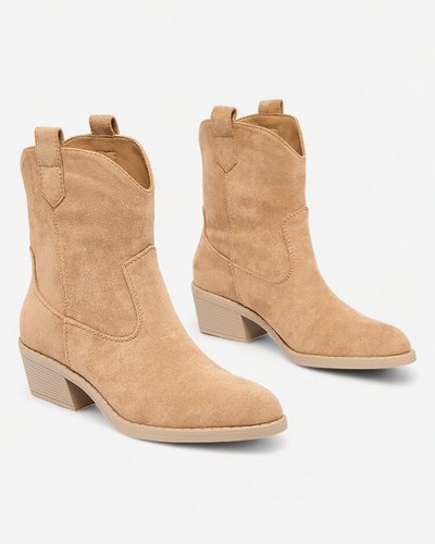 Royalfashion Világosbarna női szigetelt cowboy csizma Bronco