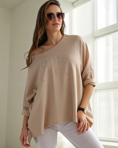 Royalfashion Női viszkóz blúz strasszkövekkel ellátott felirattal