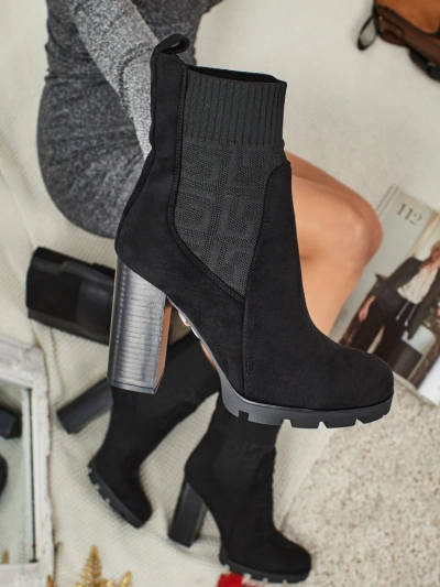 Vansoria női öko velúrbőr bokacsizma vastag sarokkal