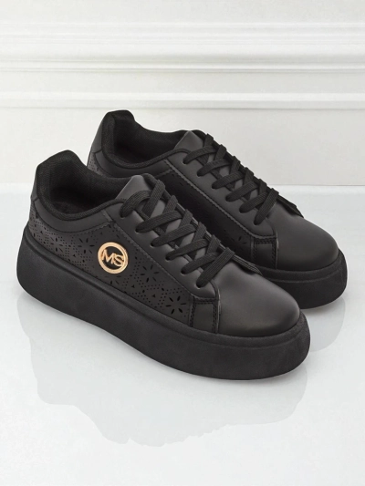 Női platformos sneakers Perseida Royalfashion fekete eco bőr