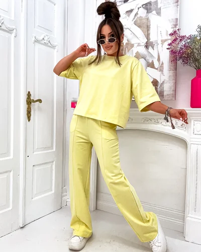 Royalfashion Női pamut szett széles nadrággal