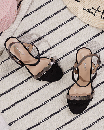 OUTLET Fekete női szandál magasabb oszlopon Rudika - Lábbeli