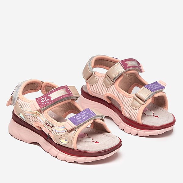Rózsaszín gyerekszandál színes betétekkel Meniko - Shoes