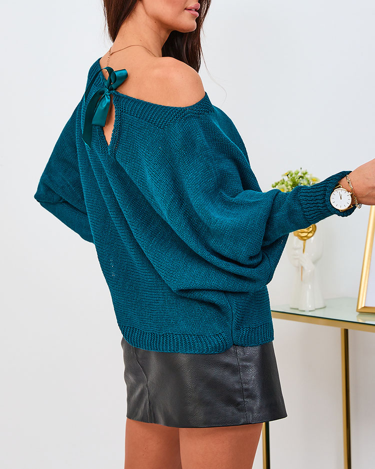 Royalfashion női türkiz pulóver