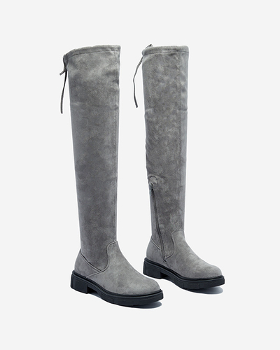 Szürke női csizma térd fölött Weratsa - Lábbeli