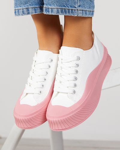 OUTLET Fehér és rózsaszín női tornacipő Nerikas - Lábbeli