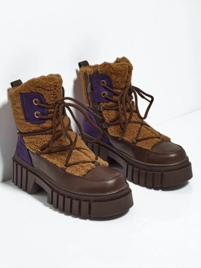 Cindora női worker bakancsok szőrmével