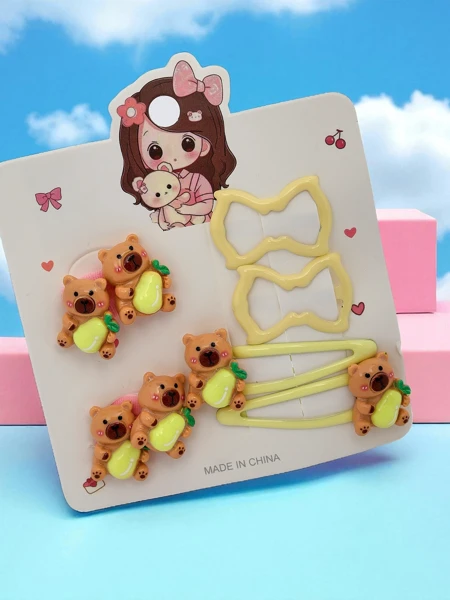 Hajcsat szett macis és masnis motívumokkal