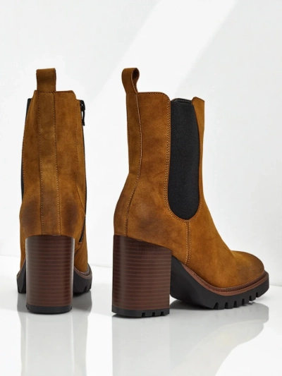 Női öko velúr bokacsizma vastag sarokkal Soreya