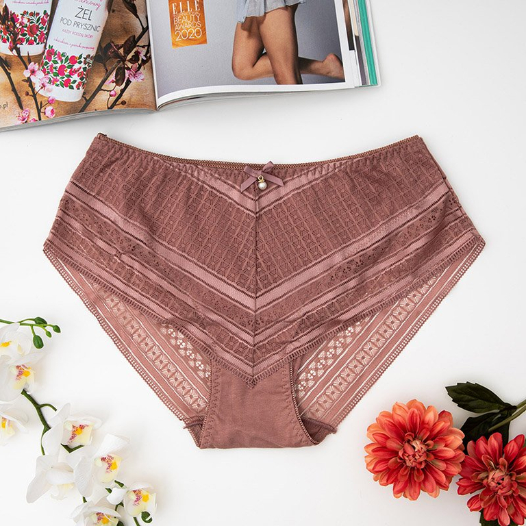 Női sötét rózsaszín csipke bugyi - Fehérnemű