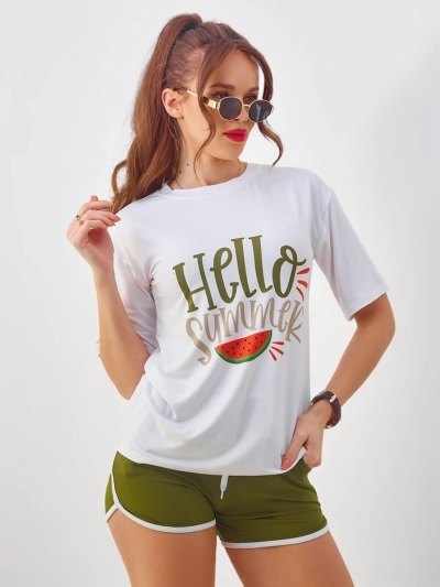 Royalfashion Női sport szett pólóval és rövidnadrággal Helló Nyár