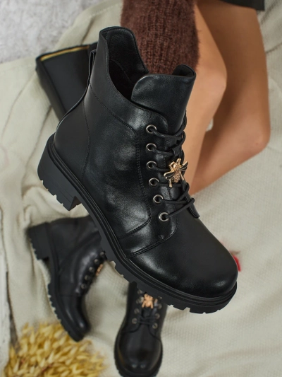 Veltih öko bőr fűzős női bokacsizma