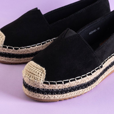 Női fekete öko-velúr espadrillák a Ceresa platformon - Lábbeli