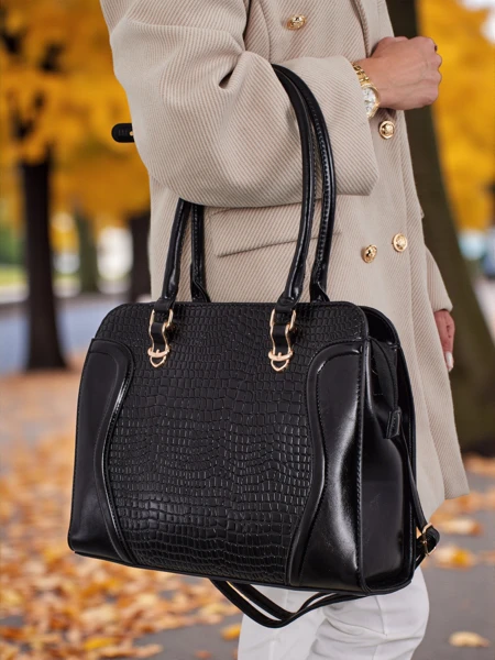 Női shopper táska, öko bőrből, Iron Lace dombornyomással