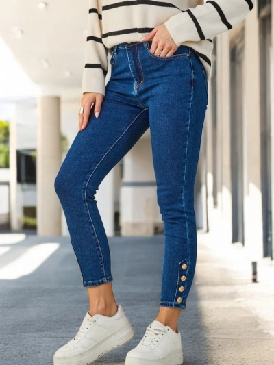 Royalfashion Női skinny farmernadrág gombokkal