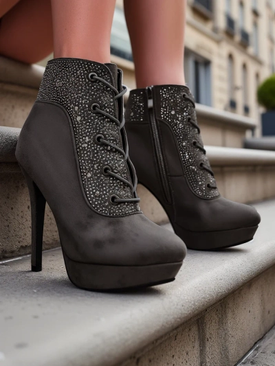 Royalfashion Női bokacsizma rhinestone díszítéssel Efelolo