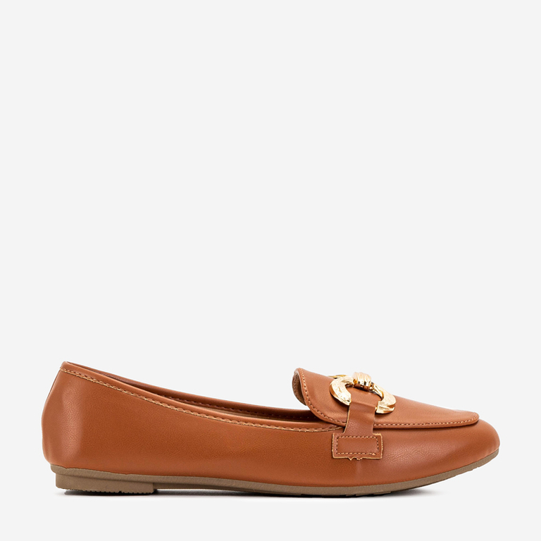 OUTLET Barna női mokaszin Pyolens díszítéssel - Lábbeli