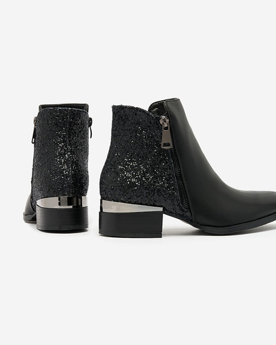 Royalfashion Fekete női csizma brokáttal Brosecco