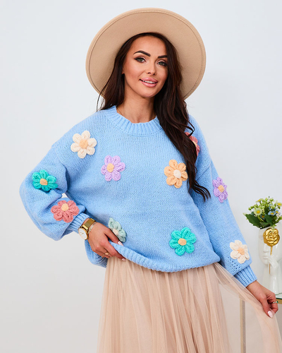 Royalfashion Pink Női virágos pulóver