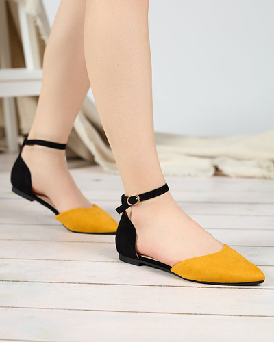 OUTLET Fekete-sárga női balerinák szabással Zefosi- Shoes