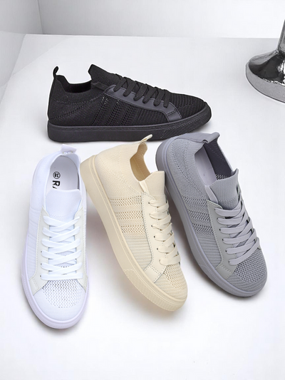 Damskie sneakersy Livia Nero – czarne tenisówki z tkaniny i ekoskóry na płaskiej podeszwie